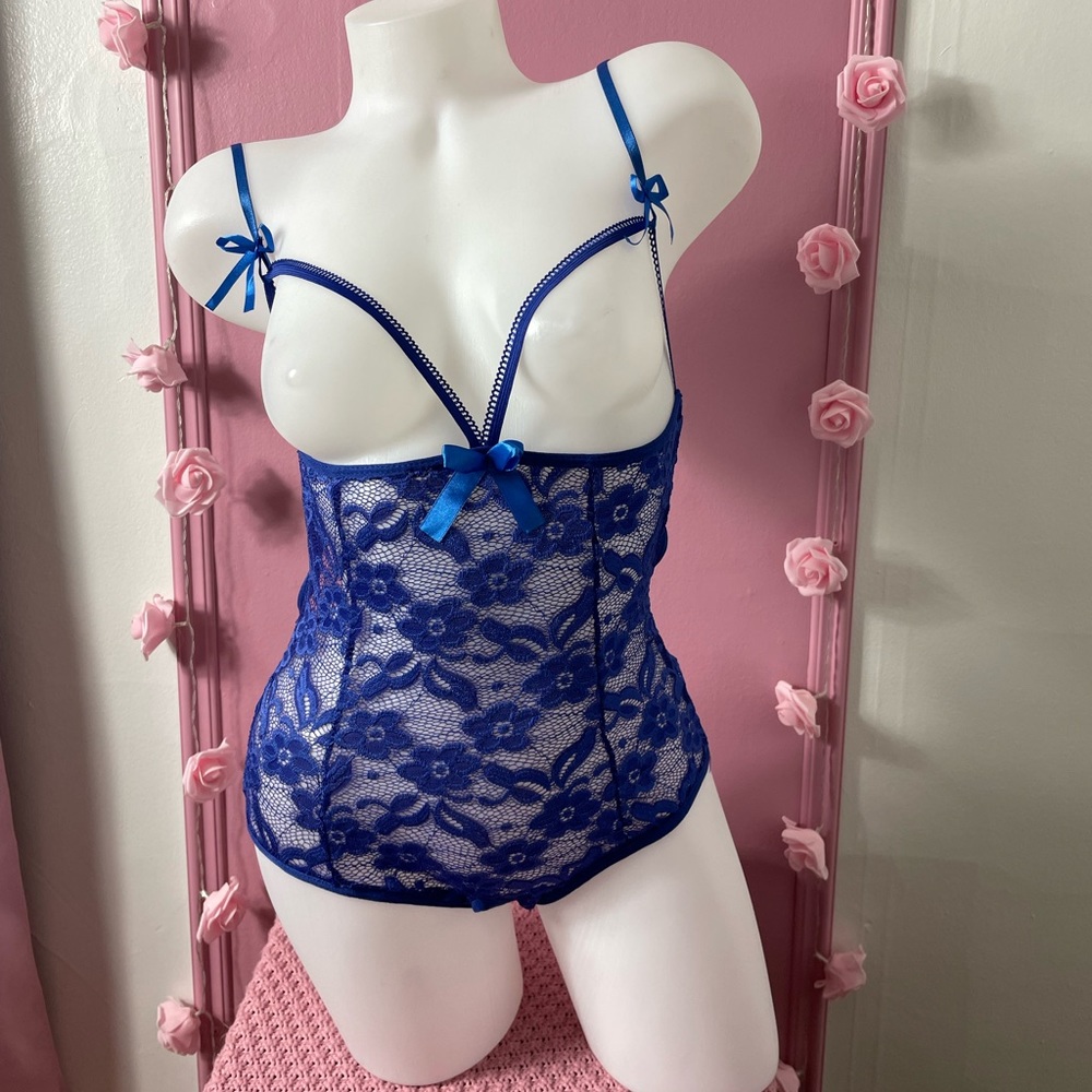 🍭 NEW - open crotch night blue lingerie body - bodysuit dentelle one piece sexy